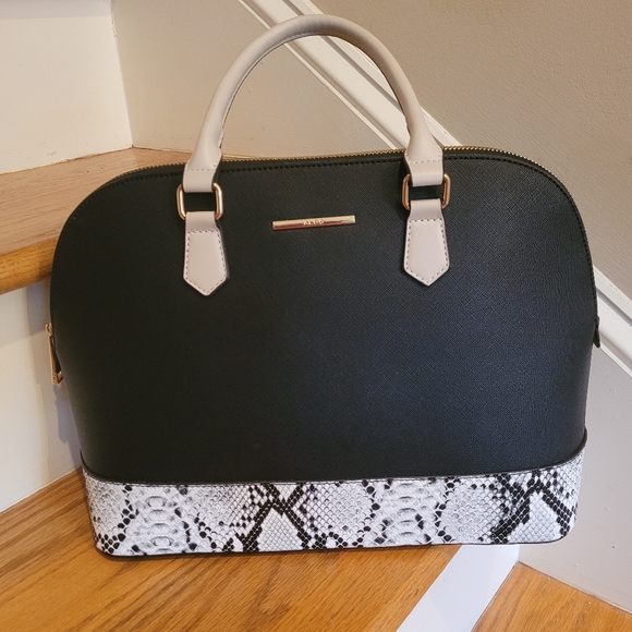 Women's Aldo Black & White Purse with Gold Hardware - Picture 1 of 9